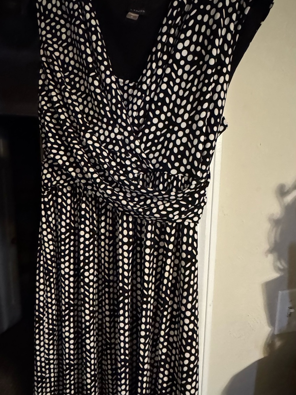 Tommy Hilfiger Black and White Polka Dot Wrap Dress Sz 12